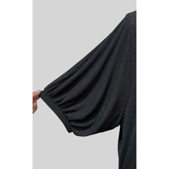 Madewell Women Top Medium Size Gray Eastover Bubble Short Sleeve Stretch NWOT - Picture 3 of 10